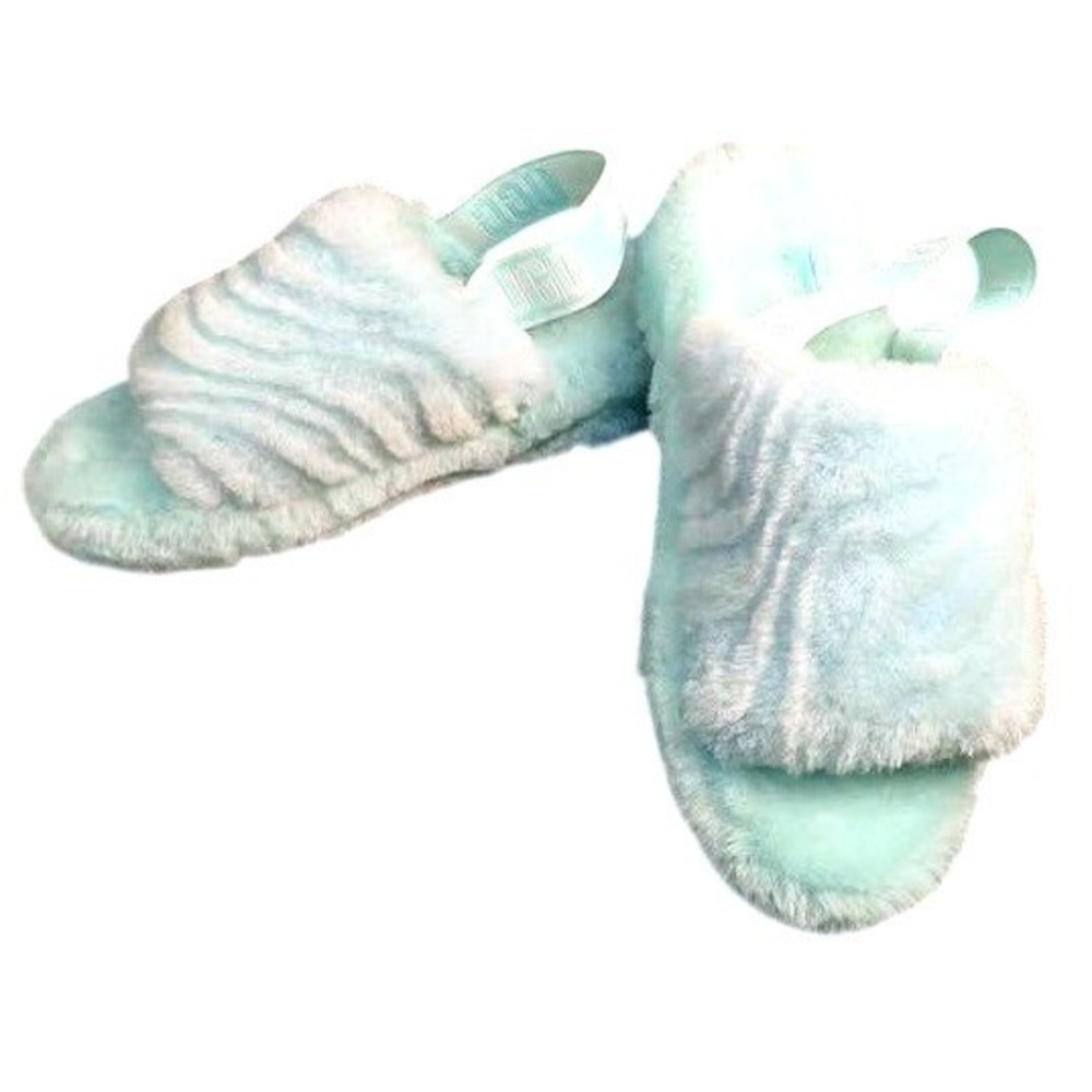 UGG ~ Fluff Yeah Wavy Slide Slipper ~ Mint Green Aqua~Women's Size 6 ~ Slingback